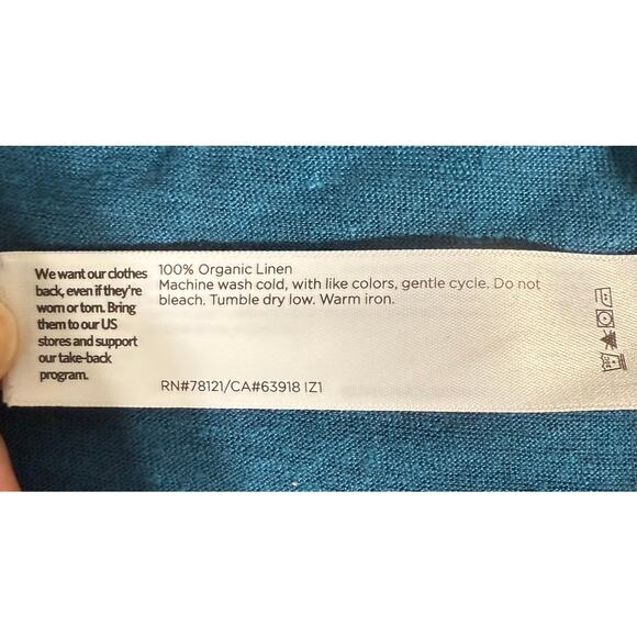 NWOT Eileen Fisher 2X Organic Linen Sustainable Top Teal Normcore Lightweight - Picture 5 of 7